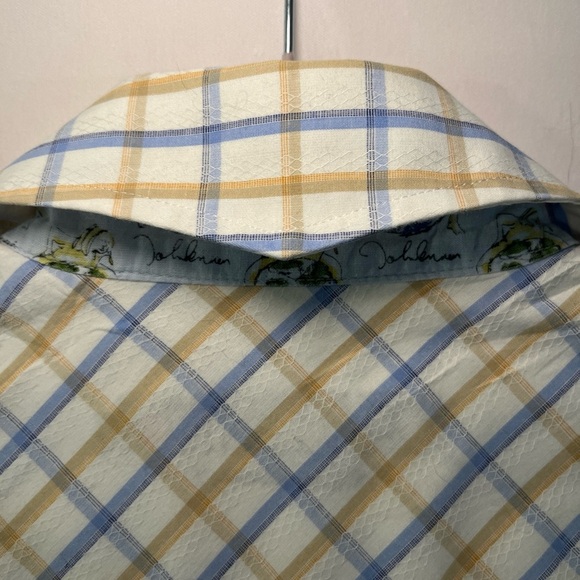 English Laundry John Lennon Button Down Shirt L 100% Cotton Blue Yellow Imagine - Picture 11 of 16